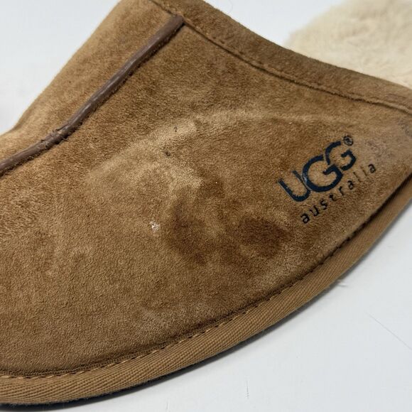 UGG Scuff Slippers Mens 11 Chestnut Brown Suede Shearling Slip On Comfort 5776 main image 3